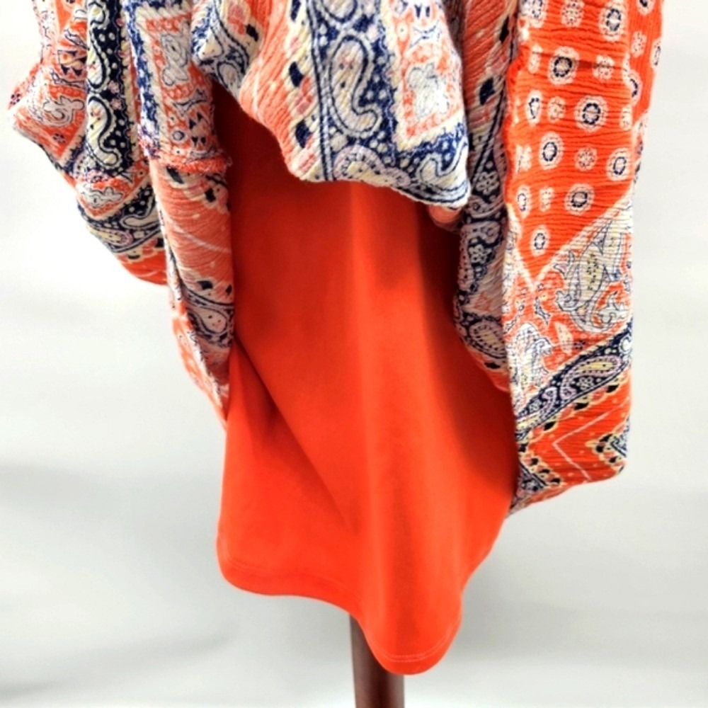 Luxology Orange Blue Paisley Crochet Back Sleeveless‎ Dress Size 8 - Picture 7 of 12